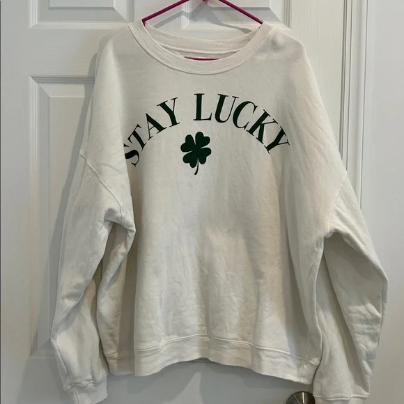 Stay Lucky Cream Sweatshirt - Picture 3 of 3